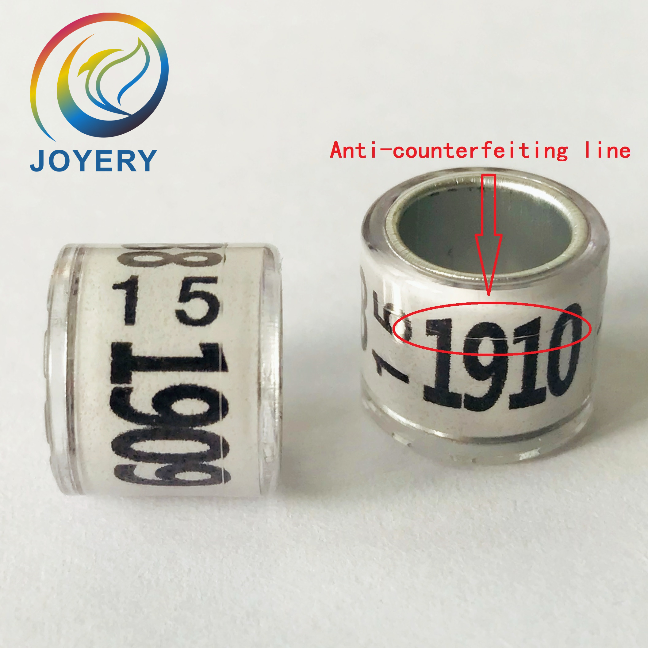 Anti-counterfeiting line pigeon rings